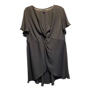 Torrid Black Twist-Front Flowy Tunic Top with Flutter Sleeves - Size 2X